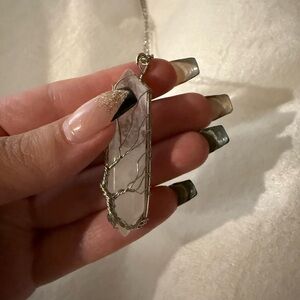 Elegant Wire-Wrapped Clear Quartz Crystal Pendant Necklace - Open to offers